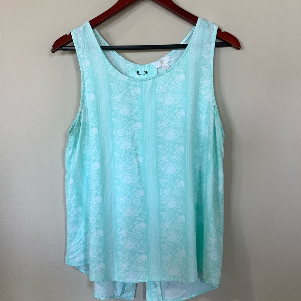 Charming Charlie Aqua/White Tank
